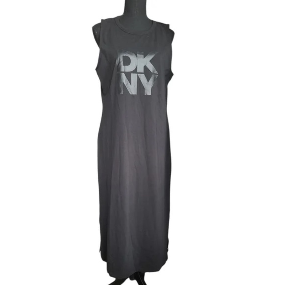 DKNY Women's Relaxed Sleeveless Mini Logo MIDI T-Shirt Dress NWT Size M